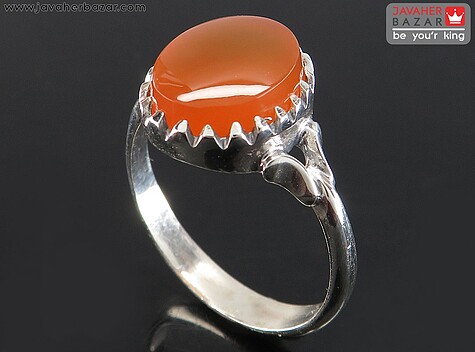 انگشتر نقره عقیق یمنی نارنجی پرتقالی ظریف مردانه [شرف الشمس] - 78409